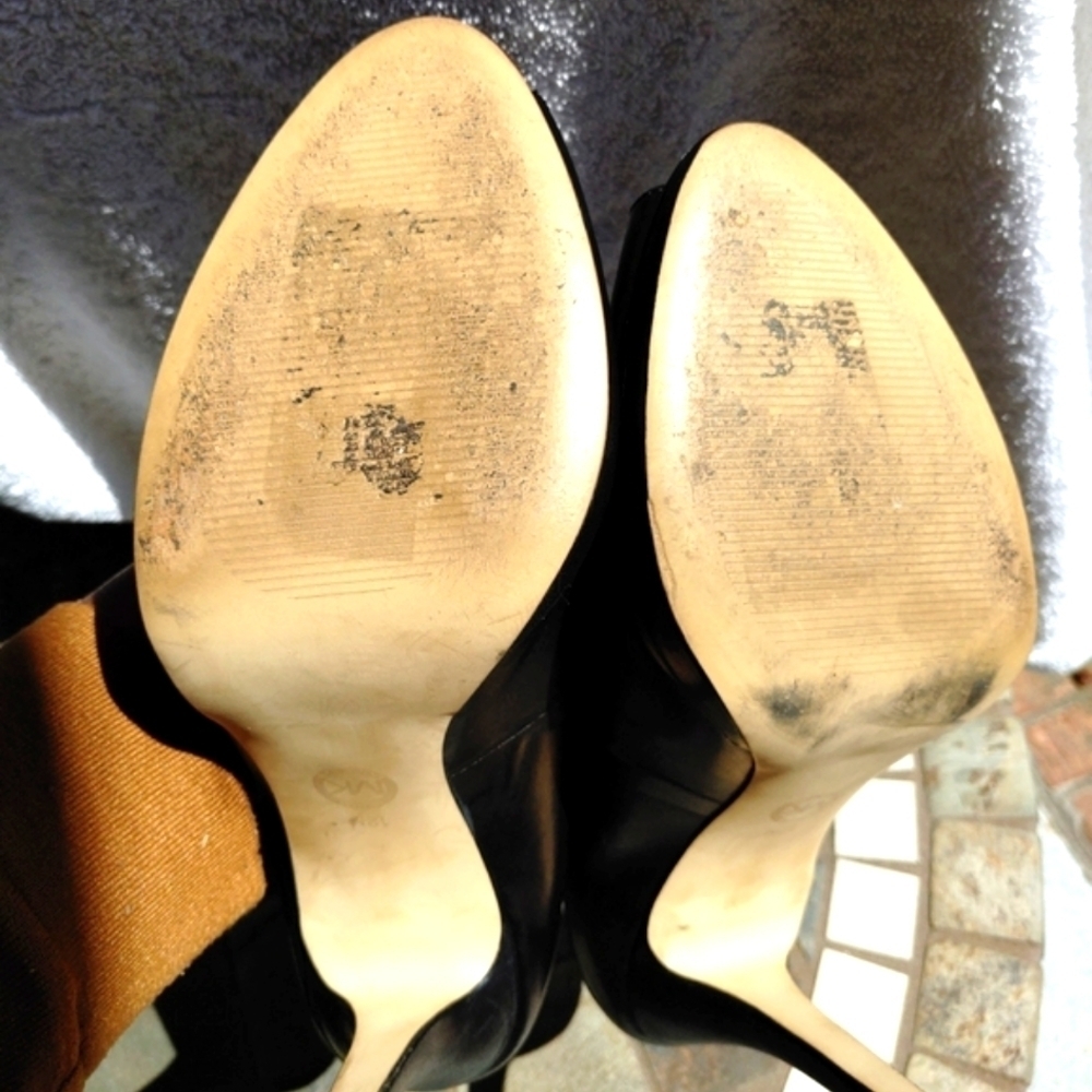 GORGEOUS MK OPEN TOE GENUINE LEATHER HIDDEN PLATFORM HEELS SHOES SIZE 11 - Picture 6 of 6